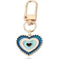 LGT JWLS Goudkleurige Hart Sleutelhanger Blauw met Musketonhaak