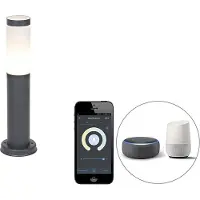 QAZQA Smart buitenlamp paal antraciet 45 cm incl. Wifi P45 - Rox