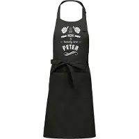 Kariban Cadeauschort - Tekstschort - Keukenschort met je naam - BBQ schort - verjaardag - vaderdag - De beste kok is toevallig deze Peter - chique grijs