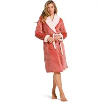 Pastunette dames Badjas Fleece - Morning Gown - Warme winter ochtendjas - ultra zacht & dik - koper - XXL