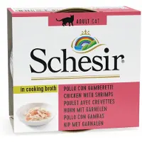 Schesir 12x Kattenvoer Garnaal in Bouillon 70 gr