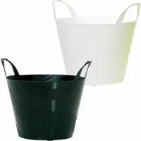 Prosperplast Set van 2x stuks kunststof flexibele emmers/wasmanden/kuipen van 45 liter in het groen en zwart