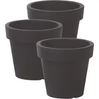 Prosperplast Bloempot Basic - 3x stuks - kunststof - antraciet - D16 x H15 cm - buiten/tuin