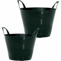 Prosperplast Set van 2x stuks kunststof flexibele emmers/wasmanden/kuipen zwart in verschillende formaten - Wasmanden