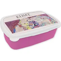 MuchoWow Broodtrommel Roze - Lunchbox - Brooddoos - Kunst - Gustav Klimt - Oude meesters - 18x12x6 cm - Kinderen - Meisje