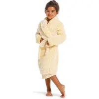 Rebelle Fluffy badjas kind – kinderbadjas zacht geel – meisjes – warm & dik fleece – – maat 128