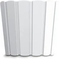 Prosperplast Wood-look plantenpot/bloempot kunststof dia 16.5 cm/hoogte 15 cm parel wit voor binnen/buiten