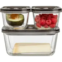 Caso VacuBoxx Eco-Set – 3-delige Glas Vacuum Bewaarset met Slang en Adapter, Stapelbaar, Vaatwasser- en Magnetronbestendig | 1,5L + 2x 0,5L | Model 1177 |