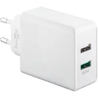 Goobay USB-A adapter - USB-A oplader - CEE 7/16 - USB-A adapter - 2 poorts - USB-A & Quick Charge 3.0 - 3000mA - 28W - wit