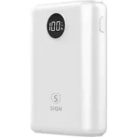 Sign Powerbank Mini Q.C. met display, 10.000 mAh - wit