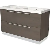 Maxaro Modulo Badkamermeubel met wastafel | 120 cm Donkerbruin eiken Vlak front Mineraalmarmer 2 lades onder elkaar