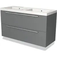 Maxaro Modulo Badkamermeubel met wastafel | 120 cm Middengrijs Vlak front Mineraalmarmer 2 lades onder elkaar