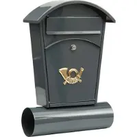 VOREL Brievenbus met krantenrol en 2 sleutels - grafiet - 480x280x80 mm