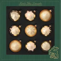 Merkloos 9x stuks luxe gedecoreerde glazen kerstballen goud 8 cm - Kerstbal