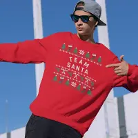 B&C Kersttrui Candy Cane - Met tekst: Team Santa - Kleur Rood - ( MAAT M - UNISEKS FIT ) - Kerstkleding voor Dames & Heren
