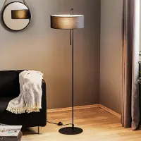 ACB ILUMINACIÓN Vloerlamp Clip, zwart, Woon-/ Eetkamer, Textiel / Stof / Zijde, Modern, vloerlamp