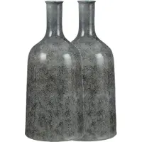 Mica Decorations - Fles bloemenvaas - 2x - Terracotta - blauw shadow - D26 en H50 cm