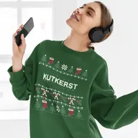 B&C Foute Kersttrui Candy Cane - Met tekst: Kutkerst - Kleur Groen - ( MAAT M - UNISEKS FIT ) - Kerstkleding voor Dames & Heren