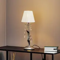 ONLI Tafellamp Jacqueline, 1-lamp, wit Jacqueline, chroom / zilver, Woon-/ Eetkamer, metaal, Tafellamp