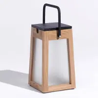 LES JARDINS LED solarlantaarn Tecka draagbaar, teak 25 cm Tecka, dimbaar, hout licht, Hout, Solar buitenverlichting