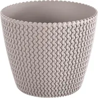 Prosperplast Plantenpot/bloempot Splofy - taupe - kunststof - D16 x H13 cm - binnen/buiten - stijlvol