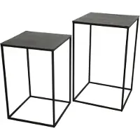 HD Living Bijzettafel Aluminium Black 45 x 45 x 70 cm (set van 2)