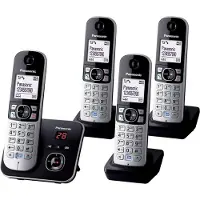 Panasonic Quattro DECT draadloze telefoon - 4 handsets - antwoordapparaat - zwart - 6824