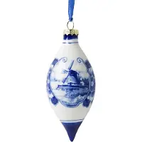 Heinen Delfts Blauw Kerstpegel Landschap - Delfts blauw - Keramiek - 7 cm