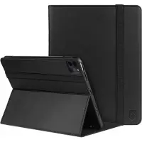 Rosso Element Geschikt voor Apple iPad Pro 12.9 (2022/2021/2020/2018) Hoes met Penhouder - Verstelbare Book Case met Sleep/Wake Functie en Elastische Band Zwart