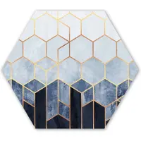 MuchoWow Hexagon wanddecoratie - Kunststof Wanddecoratie - Hexagon Schilderij - Hexagon - Gold - Luxe - Patronen - 75x65 cm