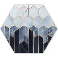 MuchoWow Hexagon wanddecoratie - Kunststof Wanddecoratie - Hexagon Schilderij - Hexagon - Gold - Luxe - Patronen - 75x65 cm