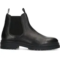 Manfield Zwarte leren chelsea boots | Maat 45