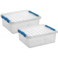 Sunware 2x stuks opberg box/opbergdoos 25 liter 50 x 40 x 18 cm kunststof - Opbergbox