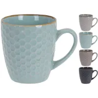 Excellent houseware Set van 8x stuks luxe gekleurde stoneware bekers/koffiekopjes 300 ml - Bekers