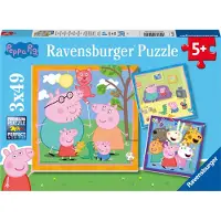 Ravensburger Peppa Pig Familie en vrienden - Kinderpuzzel 3 x 49 stukjes - Vanaf 5+