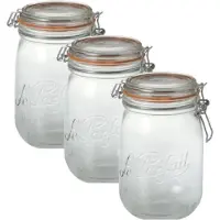 Le Parfait Weckpotten - inmaakpotten - 15x stuks - met klepdeksel - inhoud 1000 ml - 17.5 cm - glas
