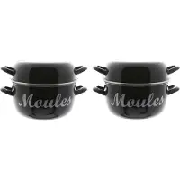 COSY&TRENDY Cosy and Trendy Mosselpan - 3x stuks - emaille - 24 cm - Moules - mosselpot - mosselen koken