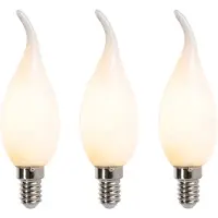 LUEDD Set van 3 E14 dimbare LED filament tipkaarslampen F35 mat 3W