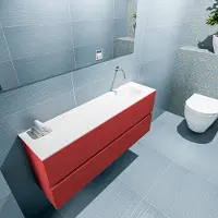 Mondiaz ADA 120cm toiletmeubel fire. LEX wastafel talc rechts zonder kraangat