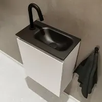 Mondiaz ture 40 cm toiletmeubel linen. Eden wastafel urban rechts 1 kraangat