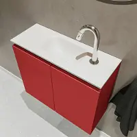 Mondiaz ture 60 cm toiletmeubel fire. Eden wastafel talc midden 1 kraangat