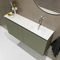 Mondiaz ture 100 cm toiletmeubel army. Eden wastafel talc rechts geen kraangat