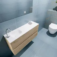 Mondiaz ada 100 cm toiletmeubel washed oak. Lex wastafel talc links 1 kraangat