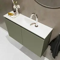 Mondiaz ture 80 cm toiletmeubel army. Eden wastafel talc midden 1 kraangat