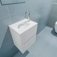 Mondiaz Ada 40cm toiletmeubel talc met wastafel talc links 1 kraangat