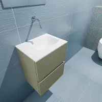 Mondiaz ADA 40cm toiletmeubel army. LEX wastafel talc rechts zonder kraangat
