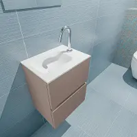 Mondiaz ada 40 cm toiletmeubel smoke. Lex wastafel talc links 1 kraangat