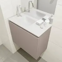 Mondiaz Olan 60cm toiletmeubel smoke met wastafel talc links 1 kraangat