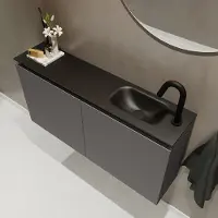 Mondiaz ture 100 cm toiletmeubel dark grey. Eden wastafel urban rechts 1 kraangat