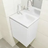 Mondiaz OLAN 40cm toiletmeubel talc. LEX wastafel talc rechts 1 kraangat